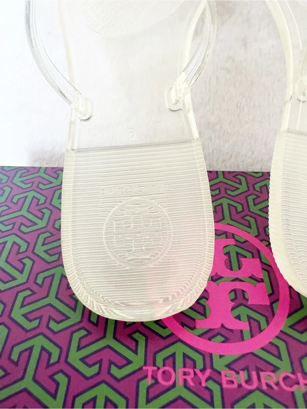 Tory Burch Mini Miller Flats Thong-TPU Jelly Clear Flat Shoes Size 6